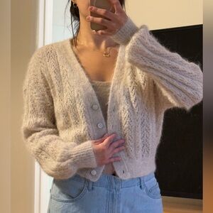 Free People Cream Cable Knit Cardigan Sweater